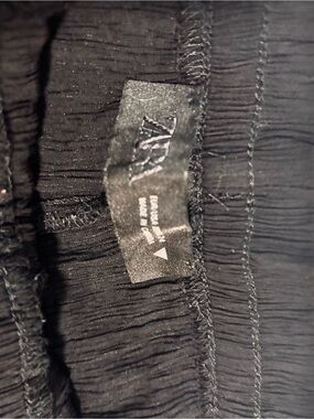 Zara Crinkled Black Blouse - Black